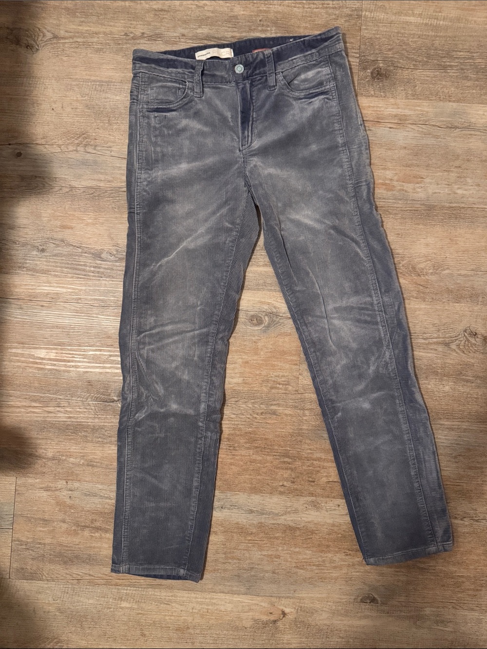 Pilcro Slim Straight Corduroy Jeans in Charcoal Gray